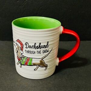 NEW Spectrum Designz DACHSHUND THROUGH THE SNOW Etched Coffee Mug